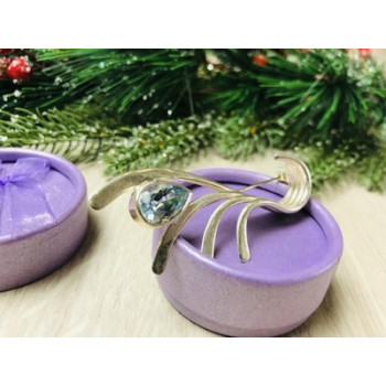 Vintage 925 Sterling Silver Topaz Brooch