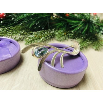 Vintage 925 Sterling Silver Topaz Brooch