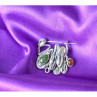 Vintage 925 Sterling  Silver Green  Jade & Red Carnelian Brooch