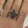 925 Sterling Silver Amber Flower Ring Size 9.5