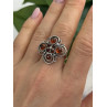 925 Sterling Silver Amber Flower Ring Size 9.5