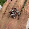 925 Sterling Silver Amber Flower Ring Size 9.5