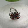 925 Sterling Silver Amber Flower Ring Size 9.5