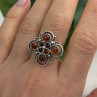925 Sterling Silver Amber Flower Ring Size 9.5