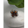 925 Sterling Silver Amber Flower Ring Size 9.5