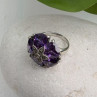 925 Sterling Silver Amethyst & Marcasite Flower Ring Size 7.5