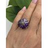 925 Sterling Silver Amethyst & Marcasite Flower Ring Size 7.5