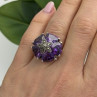 925 Sterling Silver Amethyst & Marcasite Flower Ring Size 7.5