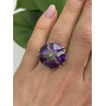 925 Sterling Silver Amethyst & Marcasite Flower Ring Size 7.5