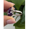 925 Sterling Silver Amethyst & Marcasite Flower Ring Size 7.5