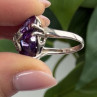 925 Sterling Silver Amethyst & Marcasite Flower Ring Size 7.5