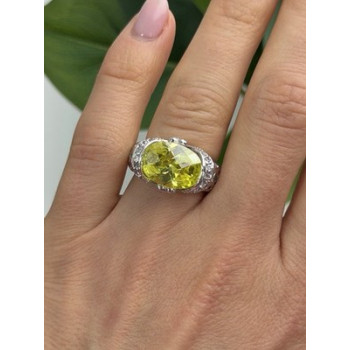 Shiny 925 Sterling Silver Cz Ring Size 7