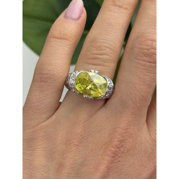 Shiny 925 Sterling Silver Cz Ring Size 7