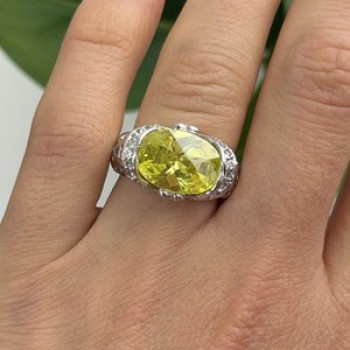 Shiny 925 Sterling Silver Cz Ring Size 7