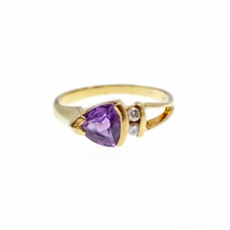 14K Yellow Gold Tourmaline & Diamonds Ring Size 3