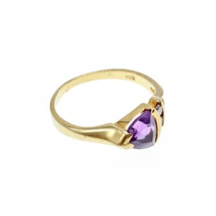 14K Yellow Gold Tourmaline & Diamonds Ring Size 3
