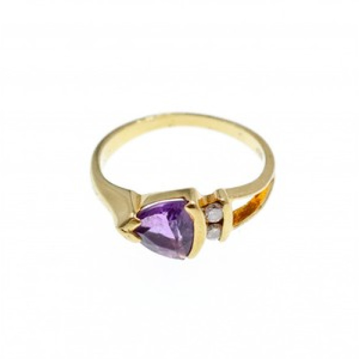 14K Yellow Gold Tourmaline & Diamonds Ring Size 3