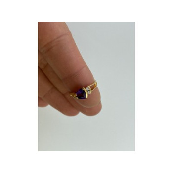 14K YELLOW GOLD TOURMALINE & DIAMONDS RING SIZE 3