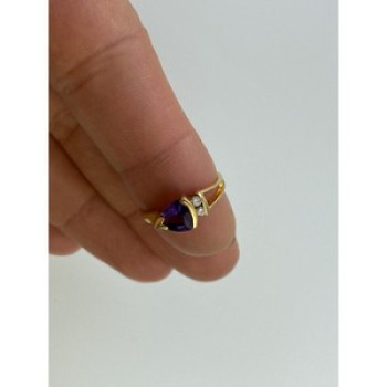 14K Yellow Gold Tourmaline & Diamonds Ring Size 3