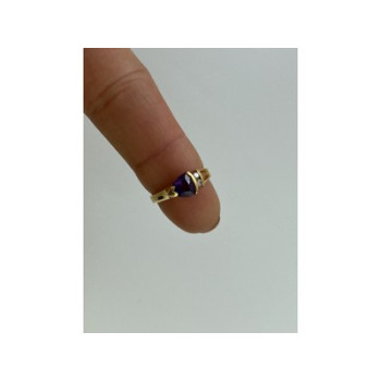 14K YELLOW GOLD TOURMALINE & DIAMONDS RING SIZE 3