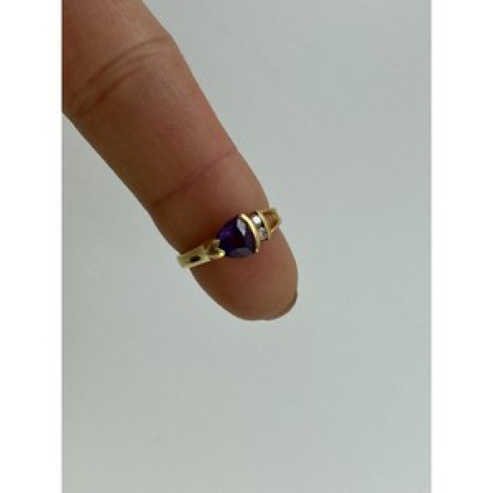 14K Yellow Gold Tourmaline & Diamonds Ring Size 3
