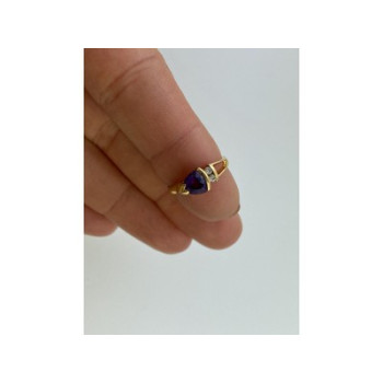 14K YELLOW GOLD TOURMALINE & DIAMONDS RING SIZE 3