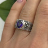 925 Sterling Silver Amethyst & Marcasite Ring Size 6.5