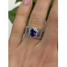 925 Sterling Silver Amethyst & Marcasite Ring Size 6.5