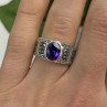 925 Sterling Silver Amethyst & Marcasite Ring Size 6.5