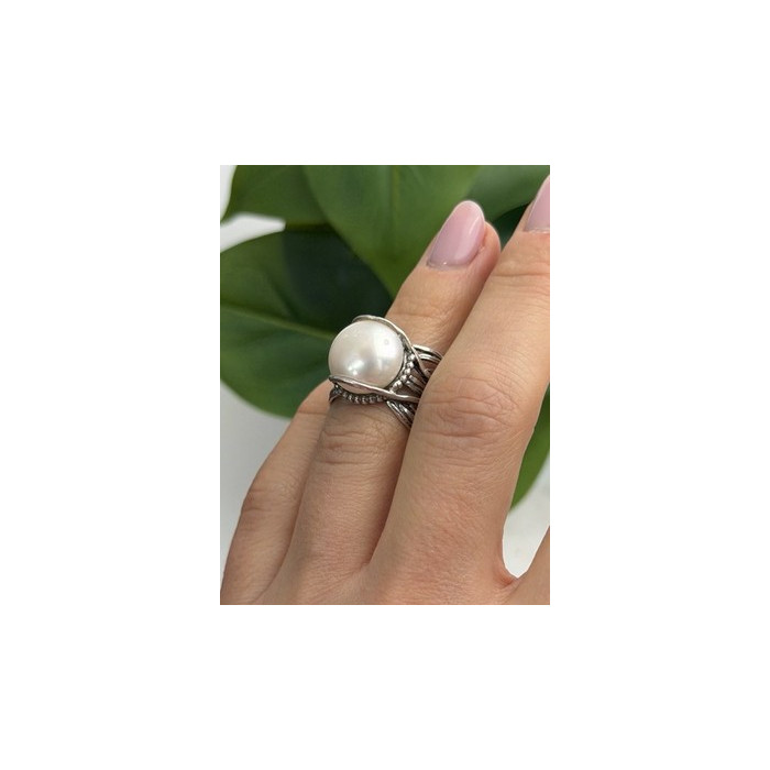 Vintage 925 Sterling Silver Pearl Ring Size 4