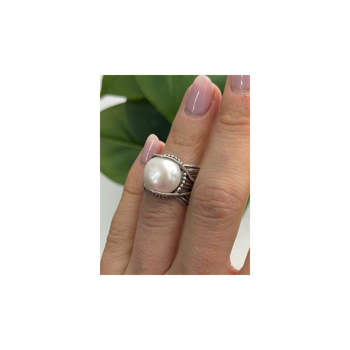 Vintage 925 Sterling Silver Pearl Ring Size 4
