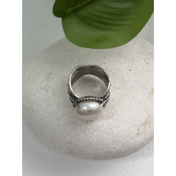 Vintage 925 Sterling Silver Pearl Ring Size 4