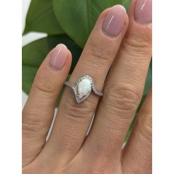 925 Sterling Silver Opal & Beryl Ring Size 6