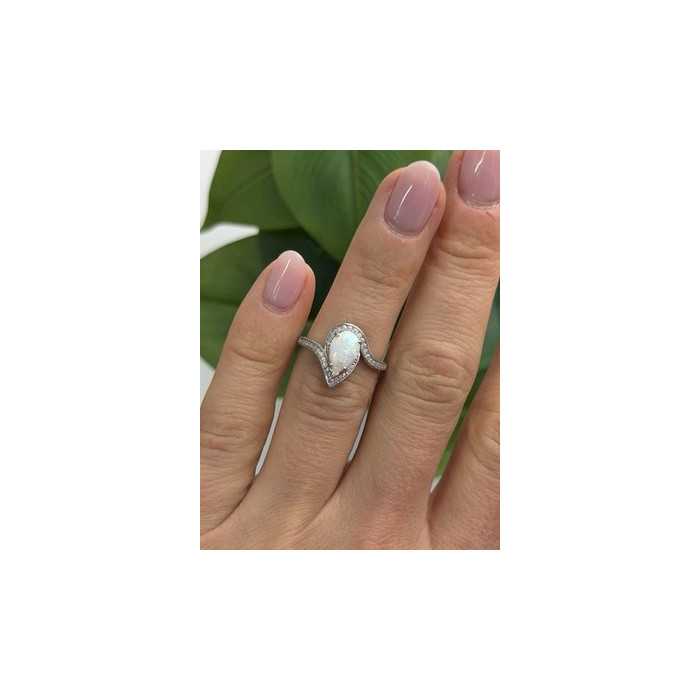 925 Sterling Silver Opal & Beryl Ring Size 6