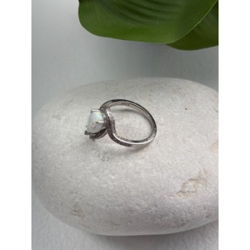 925 Sterling Silver Opal & Beryl Ring Size 6