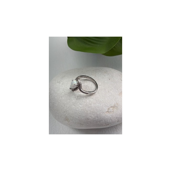 925 Sterling Silver Opal & Beryl Ring Size 6