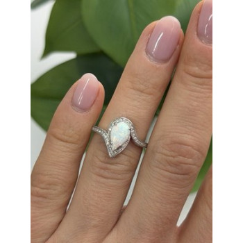 925 Sterling Silver Opal & Beryl Ring Size 6