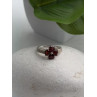 925 Sterling Silver Garnet Heart Flower Ring Size 7.5