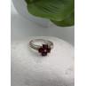 925 Sterling Silver Garnet Heart Flower Ring Size 7.5
