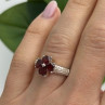 925 Sterling Silver Garnet Heart Flower Ring Size 7.5
