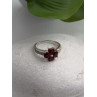 925 Sterling Silver Garnet Heart Flower Ring Size 7.5