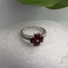 925 Sterling Silver Garnet Heart Flower Ring Size 7.5