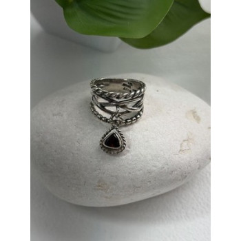 Israel 925 Sterling Silver Garnet Ring Size 7.5