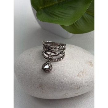 Israel 925 Sterling Silver Garnet Ring Size 7.5