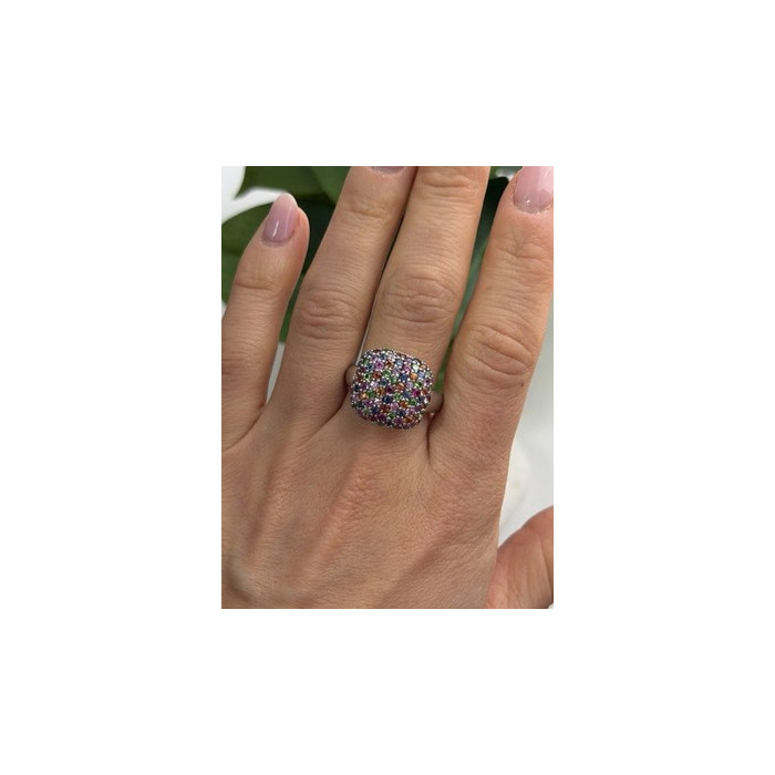 925 Sterling Silver Multi Color Spinel Ring Size 10