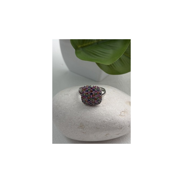 925 Sterling Silver Multi Color Spinel Ring Size 10