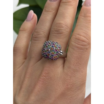 925 Sterling Silver Multi Color Spinel Ring Size 10