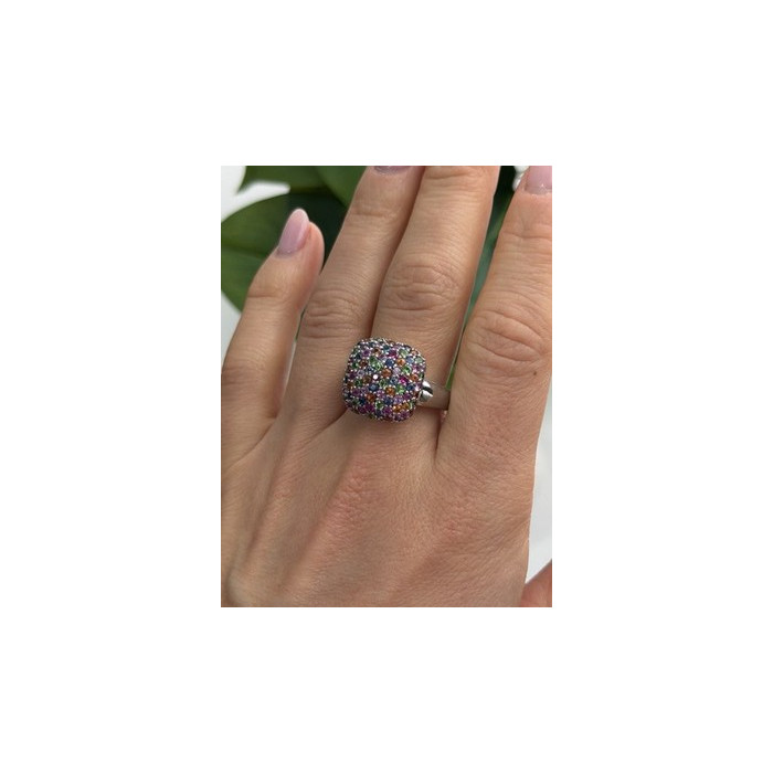 925 Sterling Silver Multi Color Spinel Ring Size 10