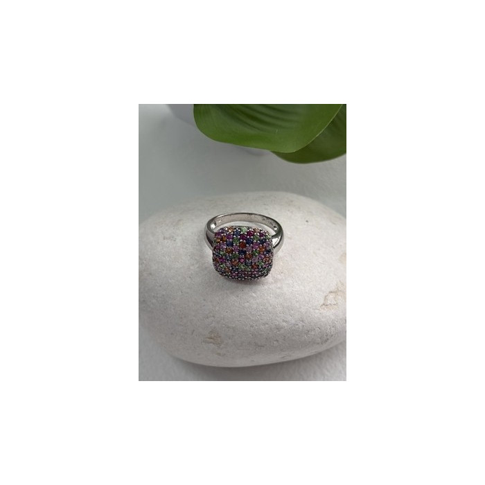 925 Sterling Silver Multi Color Spinel Ring Size 10