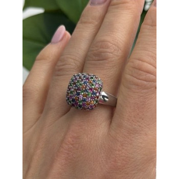 925 Sterling Silver Multi Color Spinel Ring Size 10